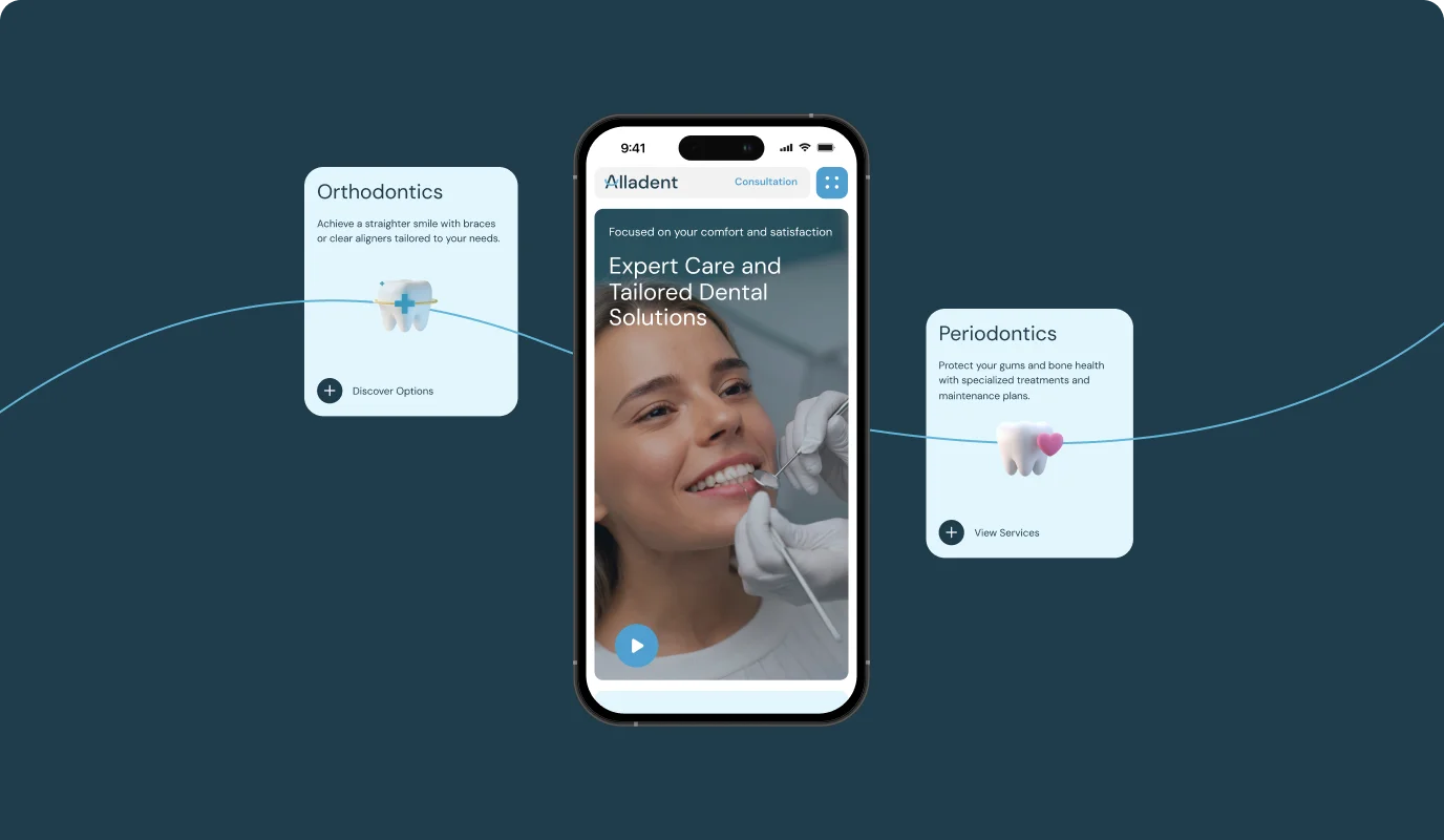 UI/UX wireframe of a responsive healthcare website layout
